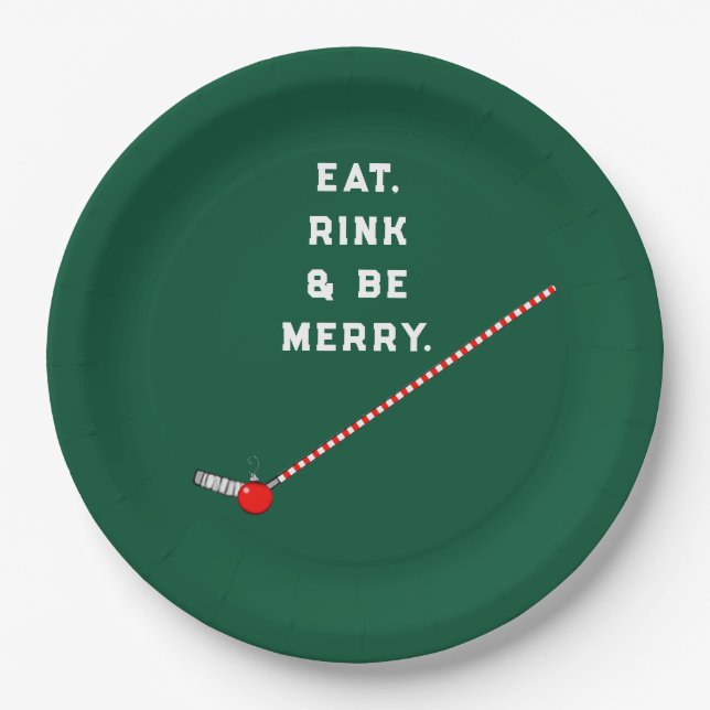Hockey Christmas Holiday Party Paper Plate (Front)