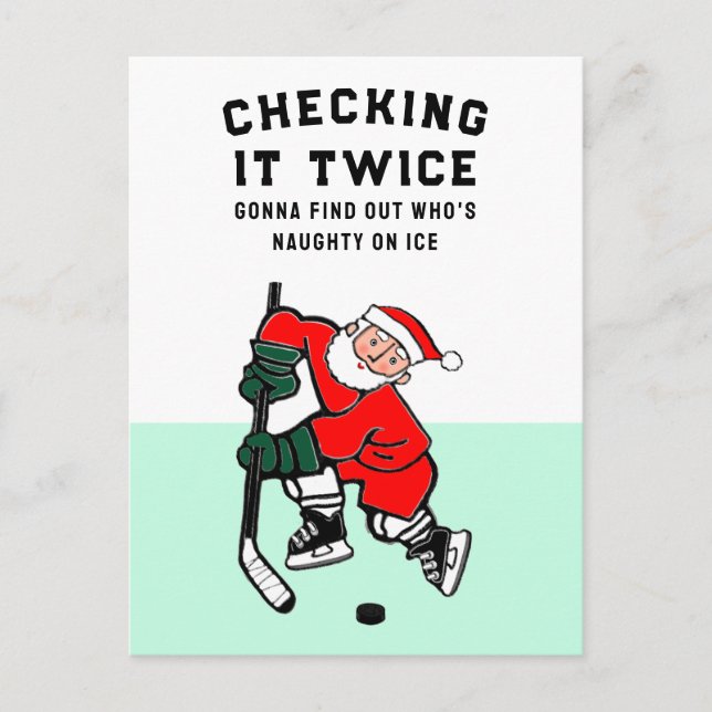 Hockey Christmas Holiday Postcard (Front)