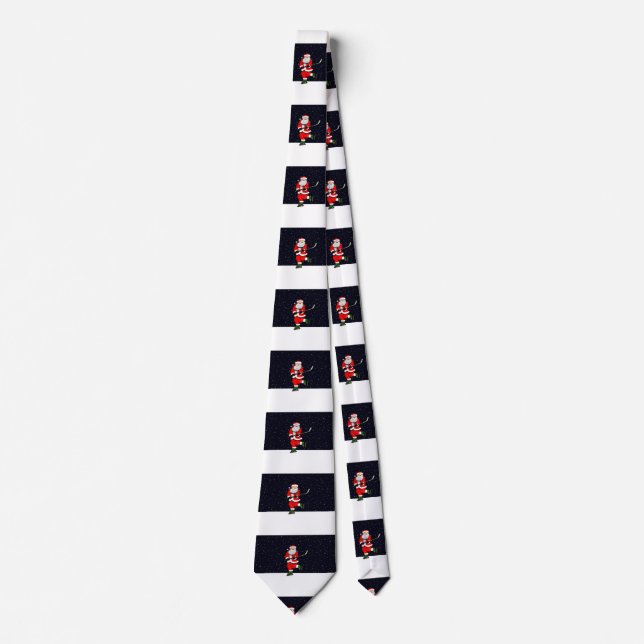 Hockey Christmas Holiday Tie (Front)