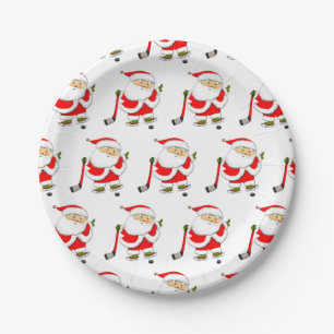 Hockey Christmas Paper Plate