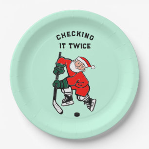 Hockey Christmas Party Paper Plate