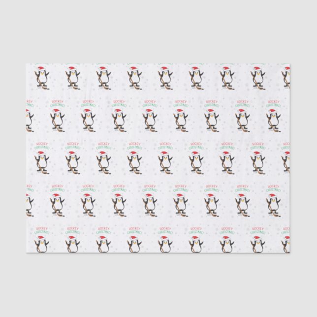 Hockey Christmas Penguin Tissue Paper (Front)