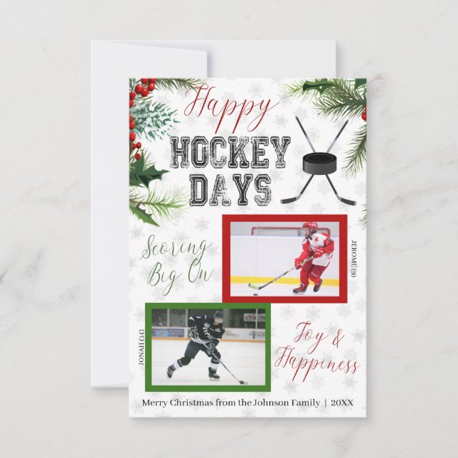 Hockey Christmas Photo Card (Front)