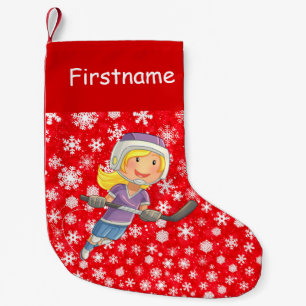 Hockey Christmas stocking - Girl player in snow