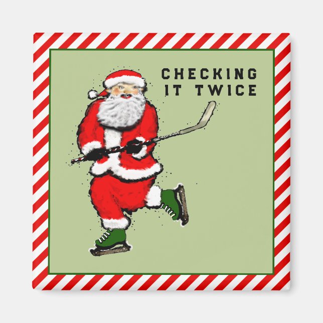 Hockey Christmas Stocking Stuffers Magnet (Front)