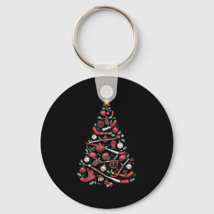 Hockey Christmas Tree Key Ring
