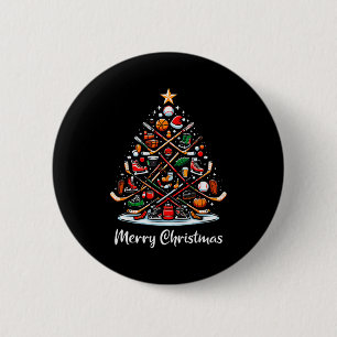 Hockey Christmas Tree Lights Funny Hockey Player X 6 Cm Round Badge