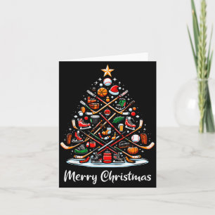 Hockey Christmas Tree Lights Funny Hockey Player X Card