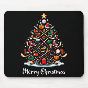 Hockey Christmas Tree Lights Funny Hockey Player X Mouse Mat