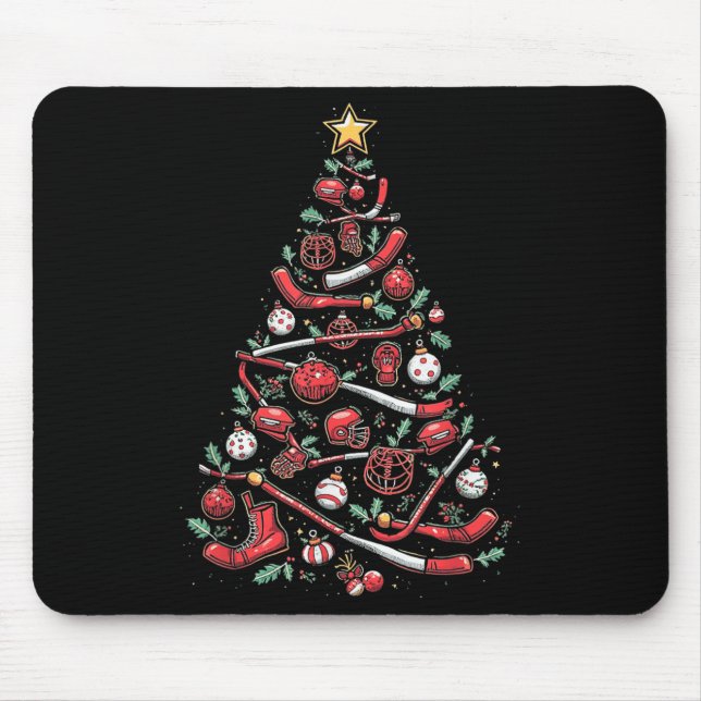 Hockey Christmas Tree  Mouse Mat (Front)