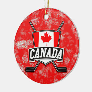 Hockey Christmas Tree Ornament Canadian Flag