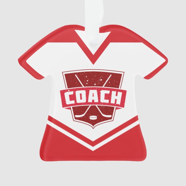 Hockey Coach, Customisable Name & Number Jersey Ornament (Front)