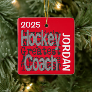 Hockey Coach Extraordinaire CUSTOM Ceramic Ornament