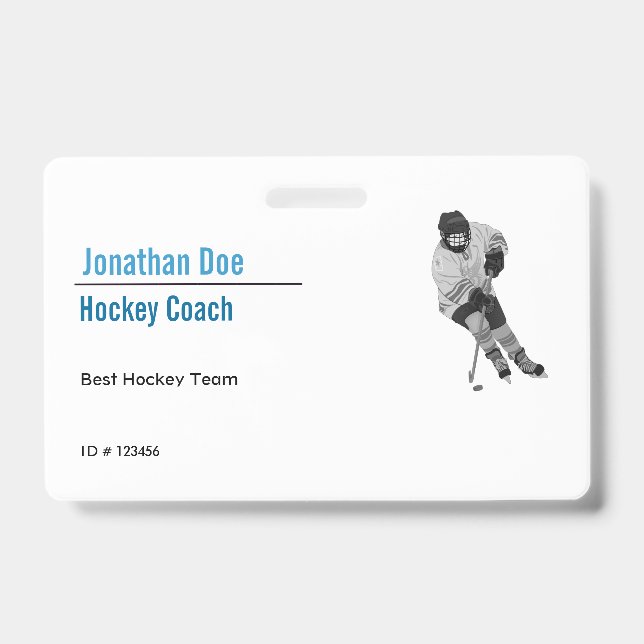 Hockey Coach ID Badge (Front)