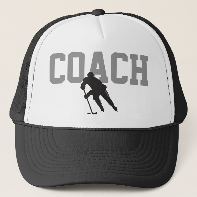 Hockey Coach Player Trucker Hat (Front)