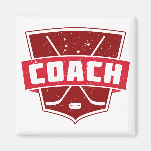 Hockey Coach Retro Style Shield Magnet (Front)