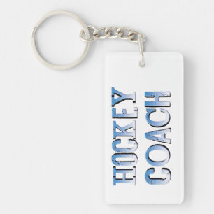 Hockey Coach Rough Blue Text Key Ring