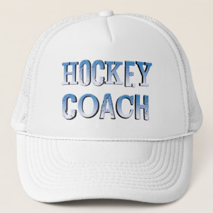 Hockey Coach Rough Blue Text Trucker Hat
