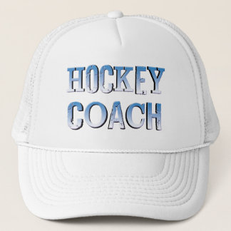 Hockey Coach Rough Blue Text Trucker Hat