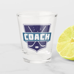 Hockey Coach, Shield, Blue, Shot Glass