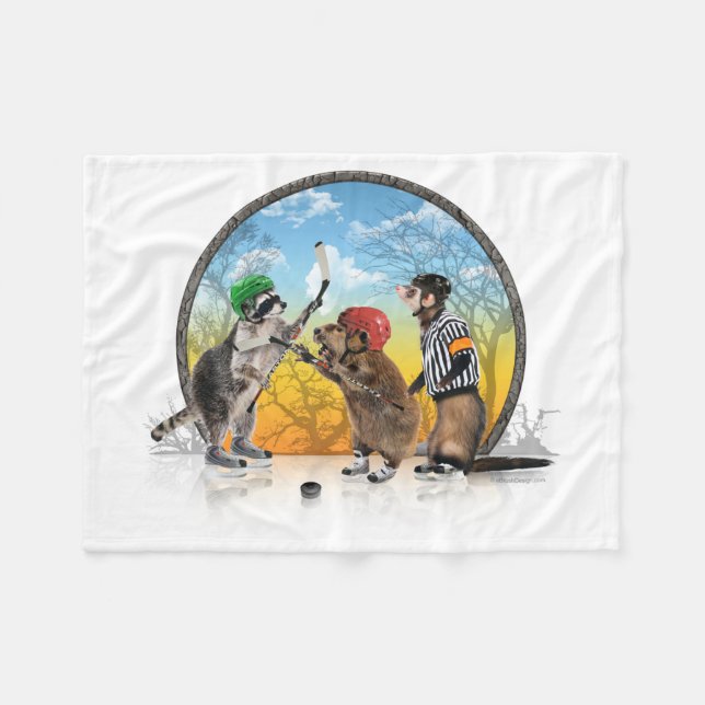 Hockey Critter Classic Fleece Blanket (Front (Horizontal))