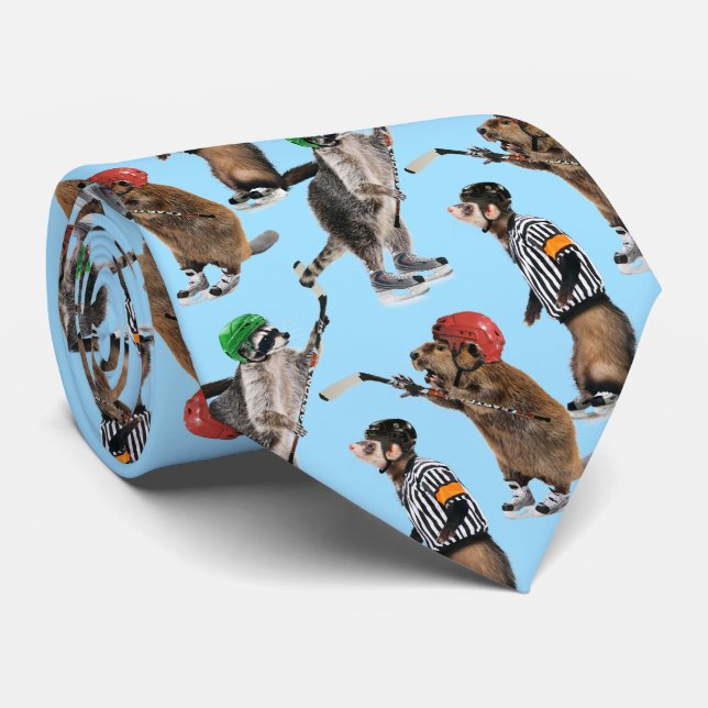 Hockey Critters Tie (Rolled)