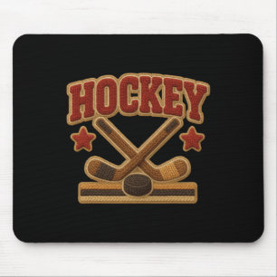 Hockey Crossed Sticks Retro Puck Players Coaches Mouse Mat