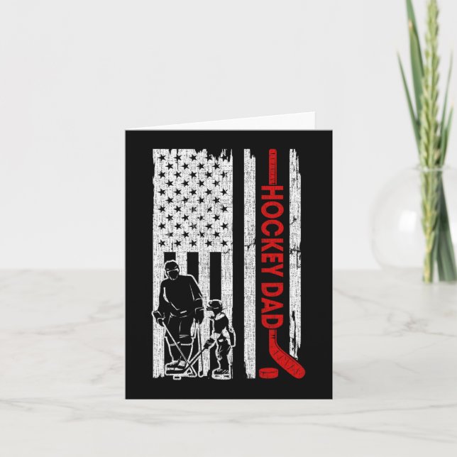 Hockey Dad American Flag Father's Day Gift for Hoc Card (Front)