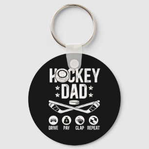 Hockey Dad Drive Pay Clap Ice Hockey Player Father Key Ring