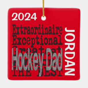 Hockey Dad Extraordinaire CUSTOM Ceramic Ornament