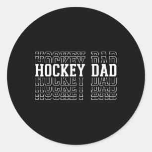 Hockey Dad Funny Layered Text Father Coach Player Classic Round Sticker