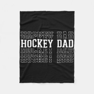 Hockey Dad Funny Layered Text Father Coach Player  Fleece Blanket