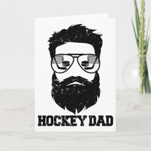 Hockey Dad Funny Messy Hair Beard Hockey Dad Card