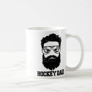 Hockey Dad Funny Messy Hair Beard Hockey Dad Coffee Mug