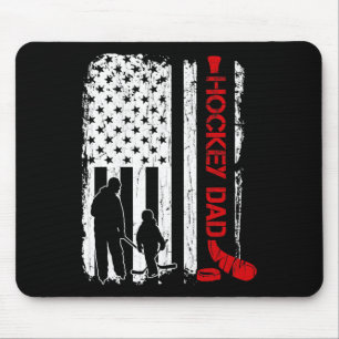 Hockey Dad Gift Hockey American Flag Mouse Mat