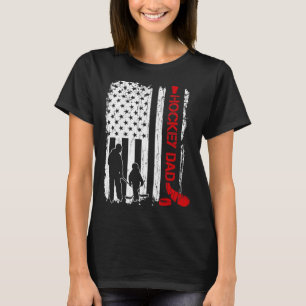 Hockey Dad Gift Hockey American Flag  T-Shirt