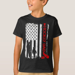Hockey Dad Gift Hockey American Flag  T-Shirt