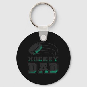 Hockey Dad Ice Hockey Puck Funny Fathers Day Graph Key Ring