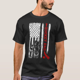 Hockey Dad Retro Vintage US Flag Hockey Player T-Shirt