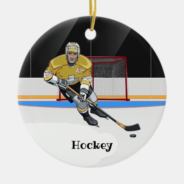 Hockey Design Ceramic Ornament (Front)