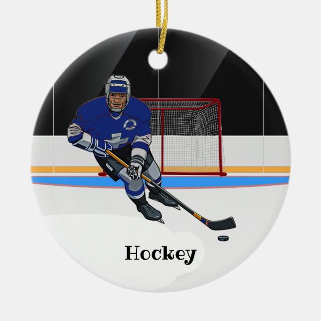 Hockey Design Ceramic Ornament (Front)