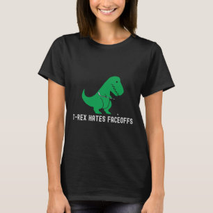 Hockey Dinosaur T-rex Funny Hates Faceoffs Love T-Shirt