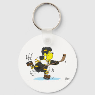HOCKEY DOG BLACK AND GOLD KEY RING