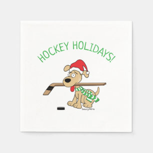 Hockey Dog Christmas Napkin