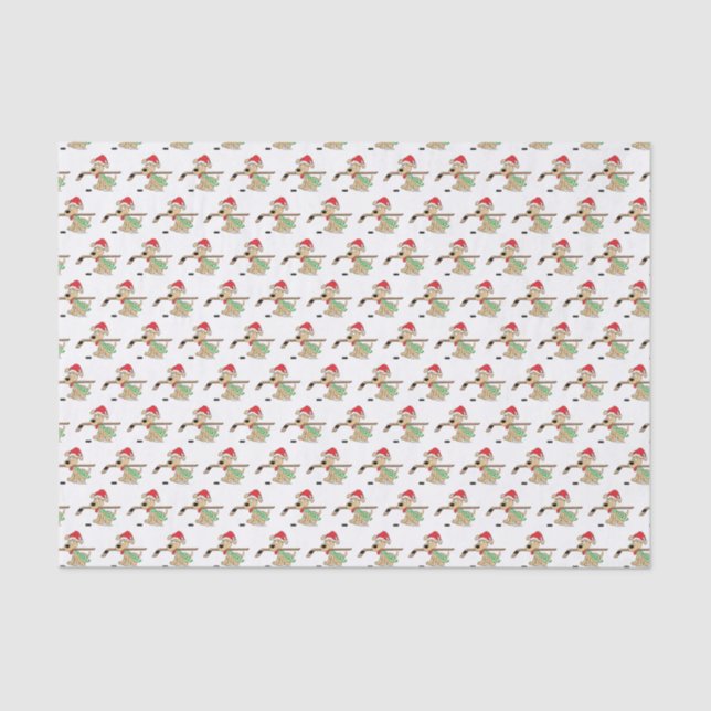 Hockey Dog Christmas Tissue Paper (Front)