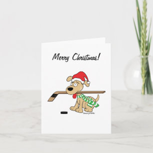 Hockey Dog Merry Christmas Card