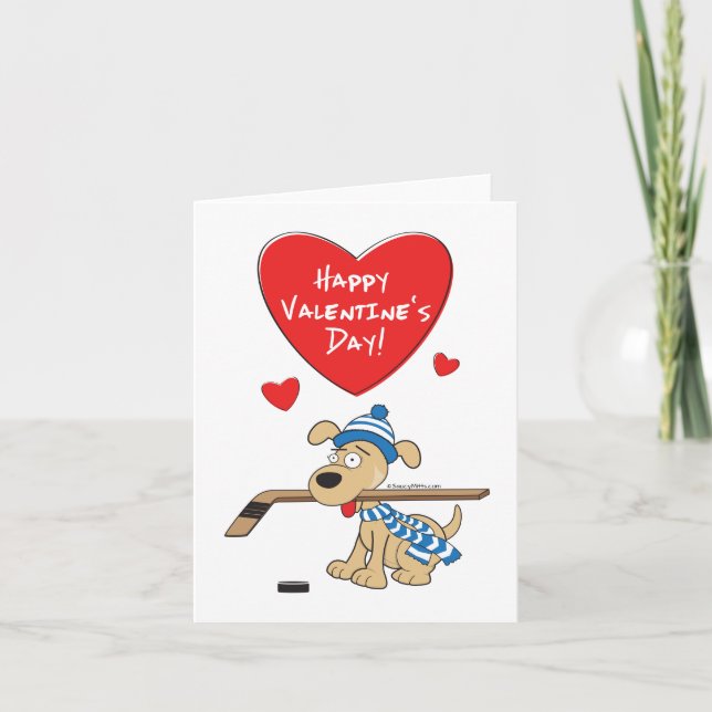 Hockey Dog Valentines Card (Front)