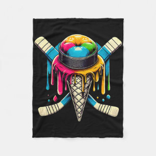 Hockey Drip Sticks Dripping Retro Ice Cream Hockey Fleece Blanket