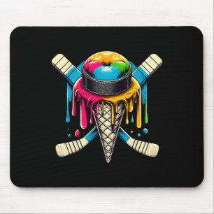 Hockey Drip Sticks Dripping Retro Ice Cream Hockey Mouse Mat