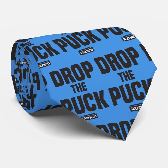 Hockey Drop the Puck Blue Tie (Rolled)